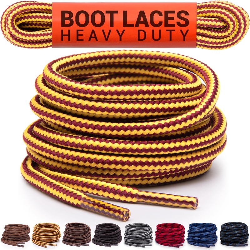 Miscly Round Boot Laces [1 Pair] Heavy Duty and Durable Shoelaces for Boots, Work Boots & Hiking Shoes (Gold/Tan, 45 inches (114 cm)) - Image 3