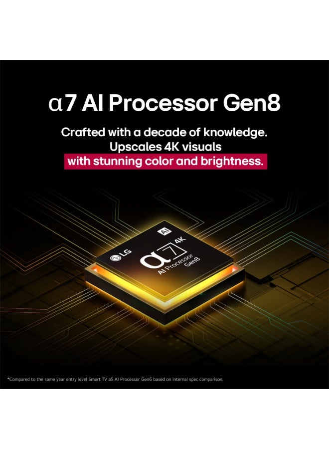 إل جي تلفاز LG QNED AI QNED80 الذكي 65 بوصة، 60 هرتز، جهاز التحكم السحري AI، HDR10، نظام التشغيل WebOS25، معالج α7 AI 4K الجيل 8، سنة الطراز 2025، ضمان لمدة 2 سنة - Image 5