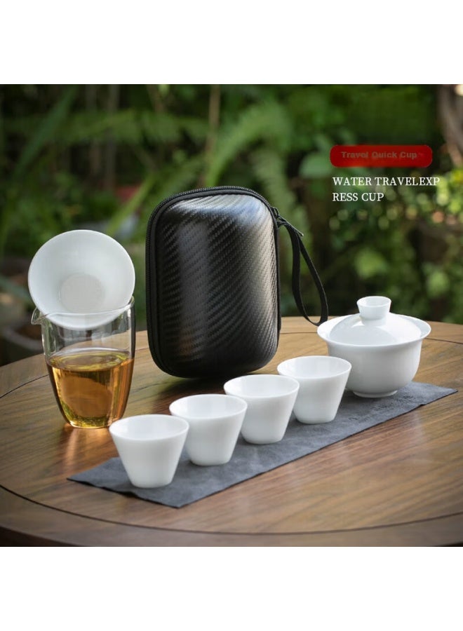 Yihutea Travel Tea Set Portable Single-person Gaiwan Kung Fu Three-piece Set Outdoor Simple Quick Cup Fair Household Camping - Image 5
