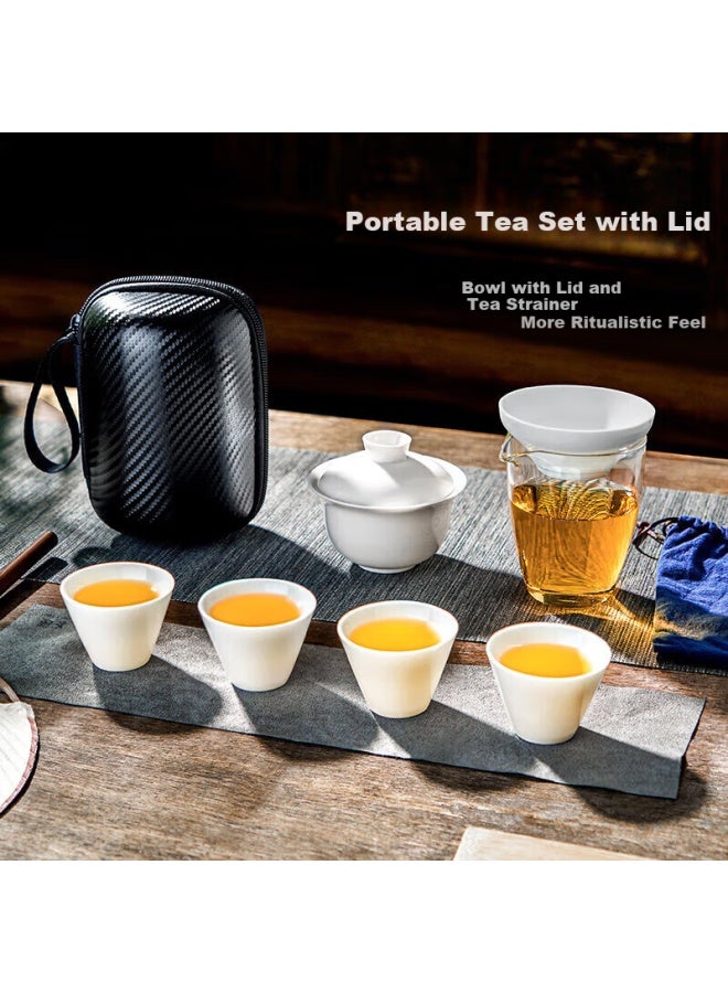 Yihutea Travel Tea Set Portable Single-person Gaiwan Kung Fu Three-piece Set Outdoor Simple Quick Cup Fair Household Camping - Image 1