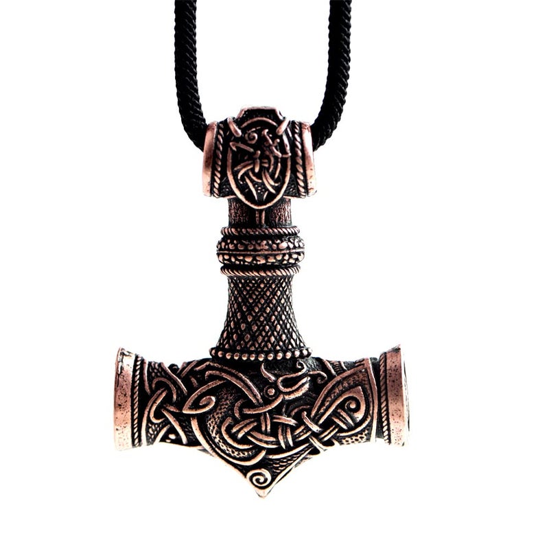 LANGHONG Norse Viking Necklace, Antique Copper Thor Hammer Mjolnir Necklace For Men, Gift For Men - Image 1