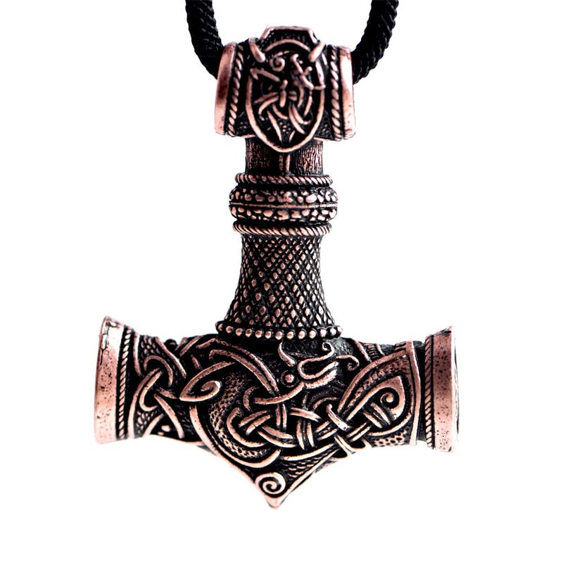 LANGHONG Norse Viking Necklace, Antique Copper Thor Hammer Mjolnir Necklace For Men, Gift For Men - Image 2