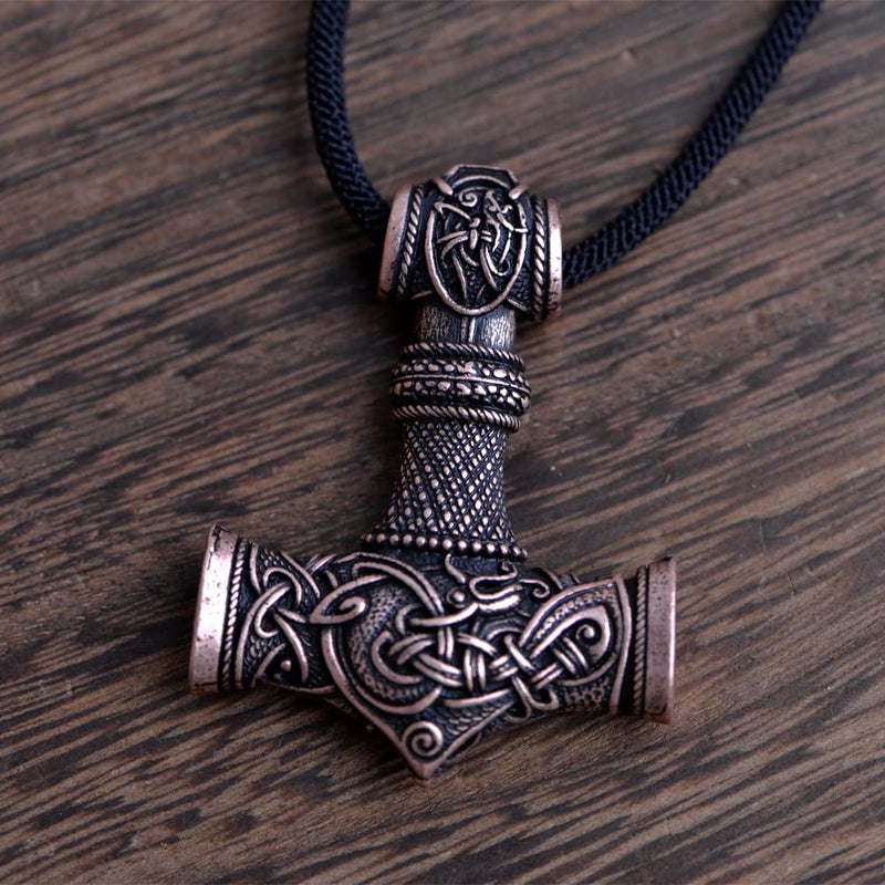 LANGHONG Norse Viking Necklace, Antique Copper Thor Hammer Mjolnir Necklace For Men, Gift For Men - Image 5