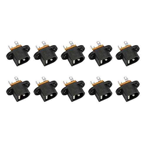 Electronicspices Electronic Spices 10pcs 5.5mm x 2.0mm DC Power Jack Socket 3 Pin Female Panel Mount Connector - Image 1