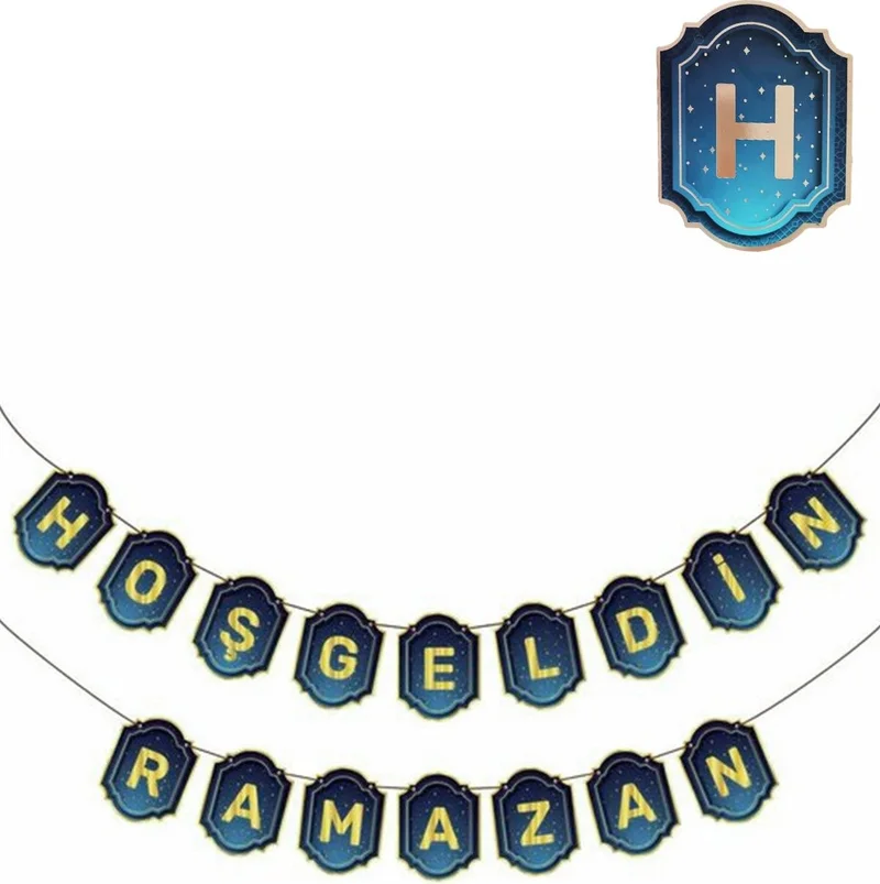 Masho Trend Night Star Printed Welcome Ramadan Banner - Welcome Ramadan Banner Ramadan Pendant Lamp Banner