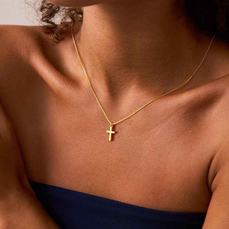 Yoosteel Easter Gifts for Kids Teens Girls Easter Basket Stuffers - Cross Necklace 14K-Gold-Plated Dainty Simple Cross Pendant Necklace Christian Baptism Faith Jewelry Gift for Teenager Girl Women - Image 3