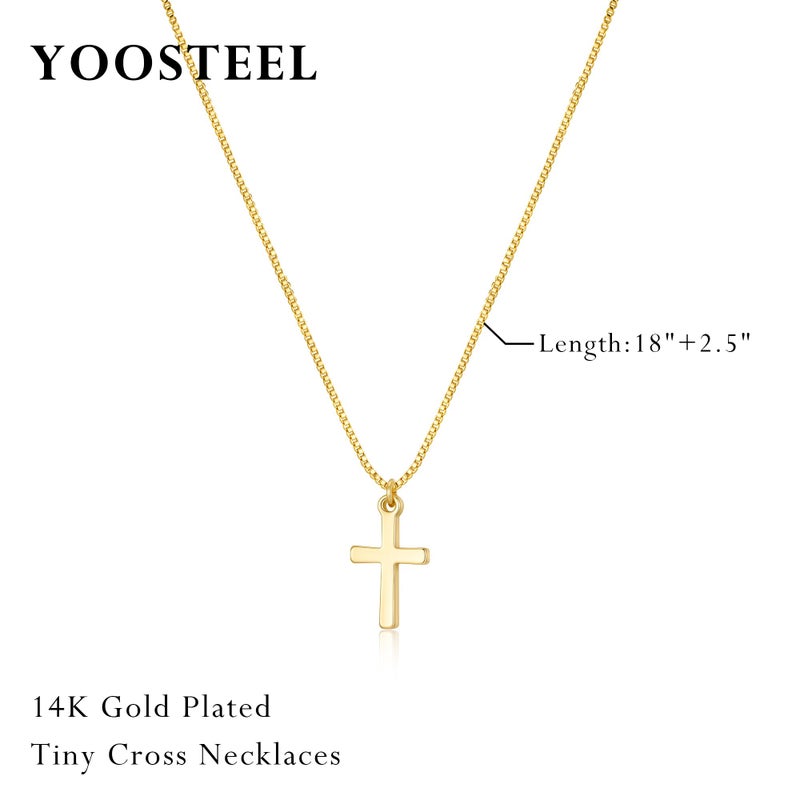 Yoosteel Easter Gifts for Kids Teens Girls Easter Basket Stuffers - Cross Necklace 14K-Gold-Plated Dainty Simple Cross Pendant Necklace Christian Baptism Faith Jewelry Gift for Teenager Girl Women - Image 4