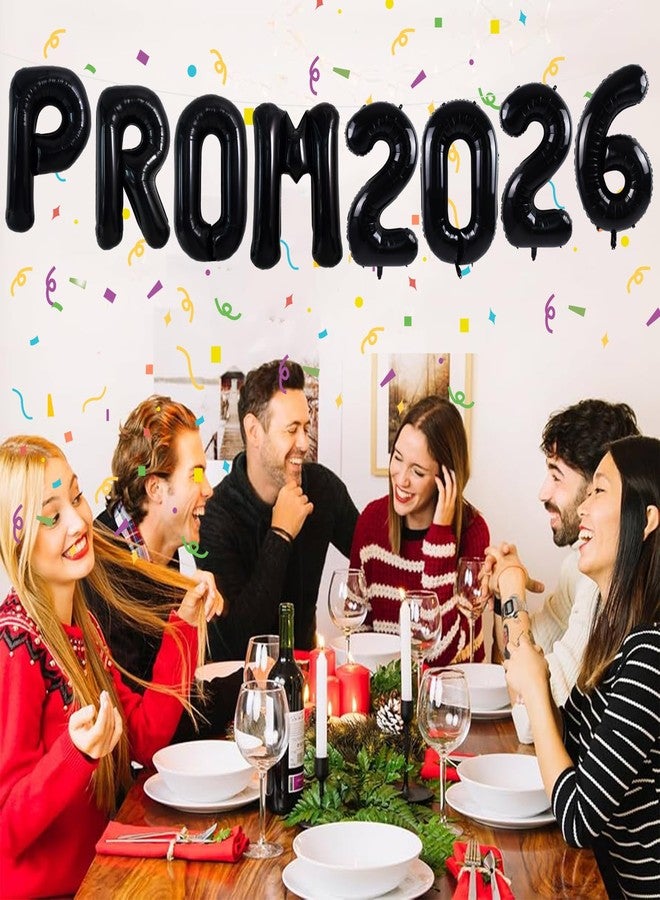 TONIFUL Prom 2026 Balloons - 16 Inch Black Letter Foil Balloons Banner Class of 2026 Prom Letters Props for Night Party School New Year Eve Christmas Anniversary Graduation Decorations - Image 5