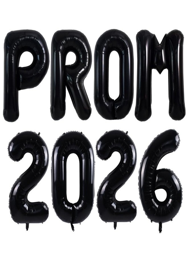TONIFUL Prom 2026 Balloons - 16 Inch Black Letter Foil Balloons Banner Class of 2026 Prom Letters Props for Night Party School New Year Eve Christmas Anniversary Graduation Decorations - Image 1