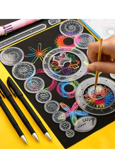 27pcs Ruler Set, Capable Of Drawing Various Patterns, Versatile Tool For Drawing Curved Gears For Elementary School Students