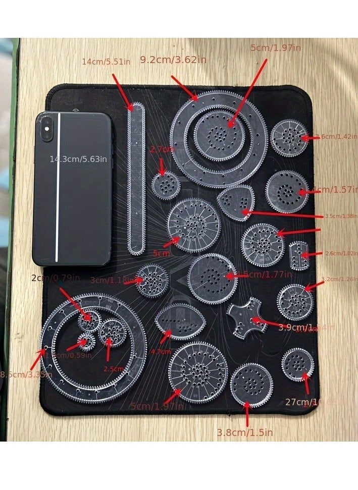 27pcs Ruler Set, Capable Of Drawing Various Patterns, Versatile Tool For Drawing Curved Gears For Elementary School Students