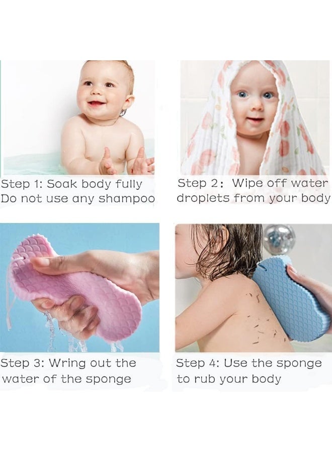 AMM 4 PCS Exfoliating Bath Sponge 3D Brush Soft Body Dead Skin Remover for Adults Babies - Image 4
