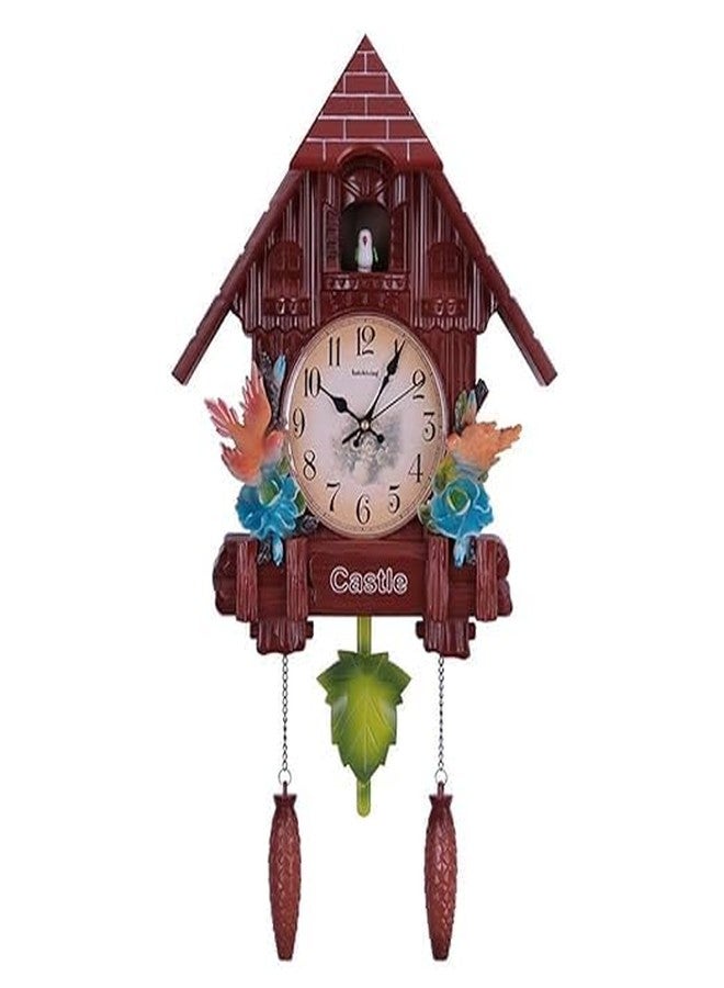 Three Secondz Cuckoo Bird Wall Clock with Fixed Door -Door Does not Open or Close (Size 65 cm x 16 cm x 37 cm, Coffee Brown) - Image 3