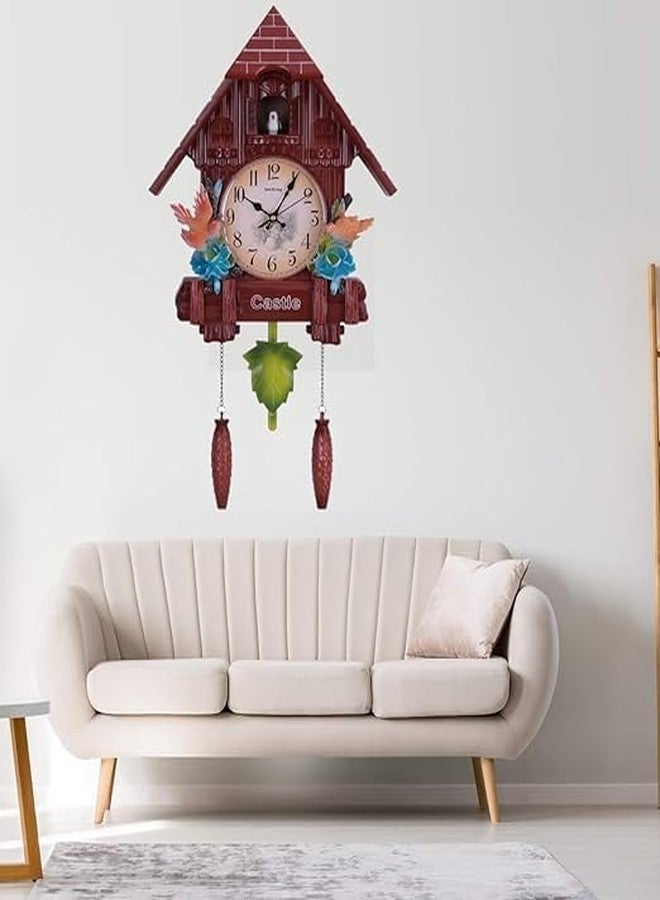 Three Secondz Cuckoo Bird Wall Clock with Fixed Door -Door Does not Open or Close (Size 65 cm x 16 cm x 37 cm, Coffee Brown) - Image 5