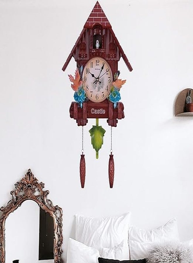 Three Secondz Cuckoo Bird Wall Clock with Fixed Door -Door Does not Open or Close (Size 65 cm x 16 cm x 37 cm, Coffee Brown) - Image 2