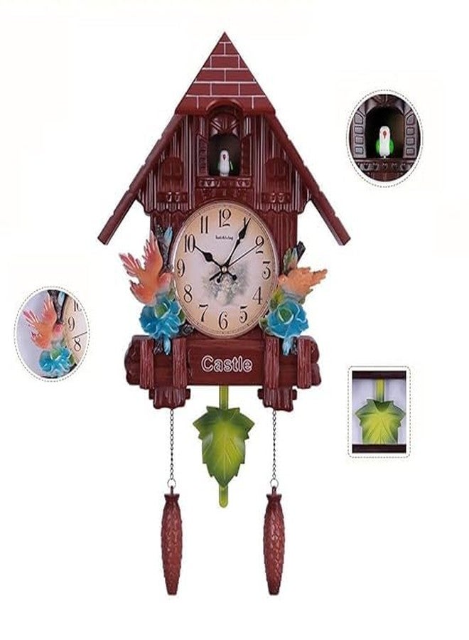 Three Secondz Cuckoo Bird Wall Clock with Fixed Door -Door Does not Open or Close (Size 65 cm x 16 cm x 37 cm, Coffee Brown) - Image 1