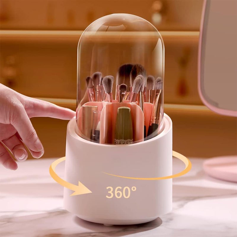 GALLY 360° Rotating Makeup Brush Holder with Dustproof Lid | Compact Cosmetic Organizer for Brushes, Lipstick, and Tools | Durable, Easy-to-Clean Design | Ideal for Vanity & Home Decor (White) - Image 4