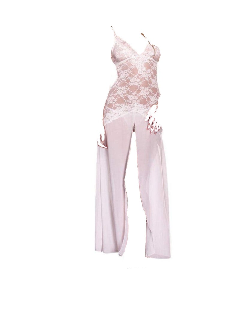 Women Lace  Slip  Chemise Babydoll Nightgown V-Neck Max Lingerie Dress - Image 1