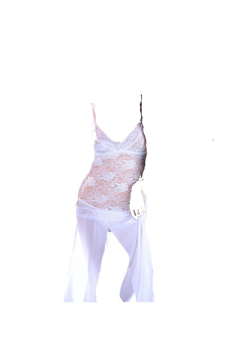 Women Lace  Slip  Chemise Babydoll Nightgown V-Neck Max Lingerie Dress - Image 2