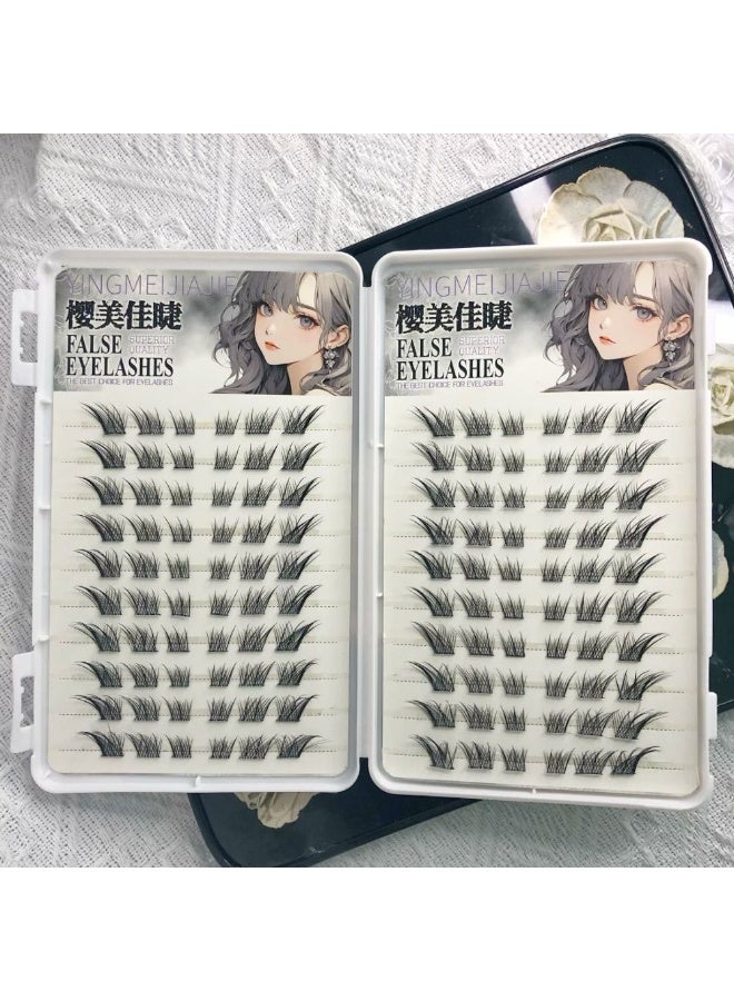 طقم رموش "عين الثعلب" المنفصلة 60 قطعة - مظهر مانجا طبيعي (Fox Eye) - رموش خفيفة سهلة التركيب - بديل تركيب الرموش الدائم (إطلالة احترافية) - Image 3