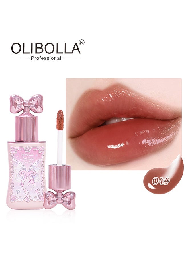OLIBOLLA Glossy Balm, Cute Bow Cap Hydrating Shine Lip Plumper, Long Lasting Glass Lip Gloss 04 - Image 2