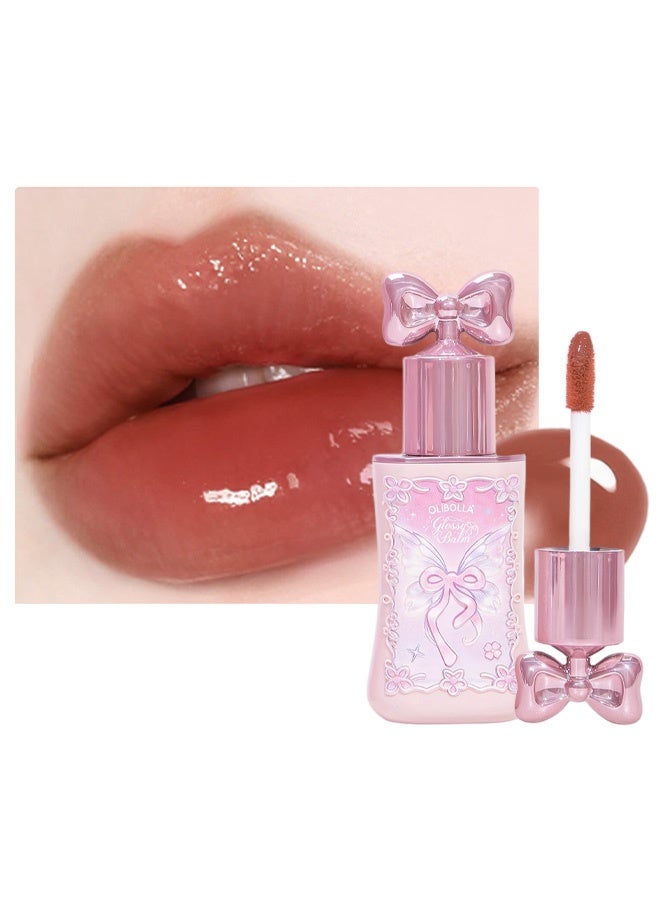 OLIBOLLA Glossy Balm, Cute Bow Cap Hydrating Shine Lip Plumper, Long Lasting Glass Lip Gloss 04 - Image 1