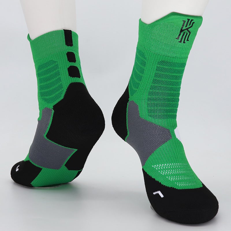 Kids High-Top Basketball Socks Elite Cotton Owen Green Black Label 