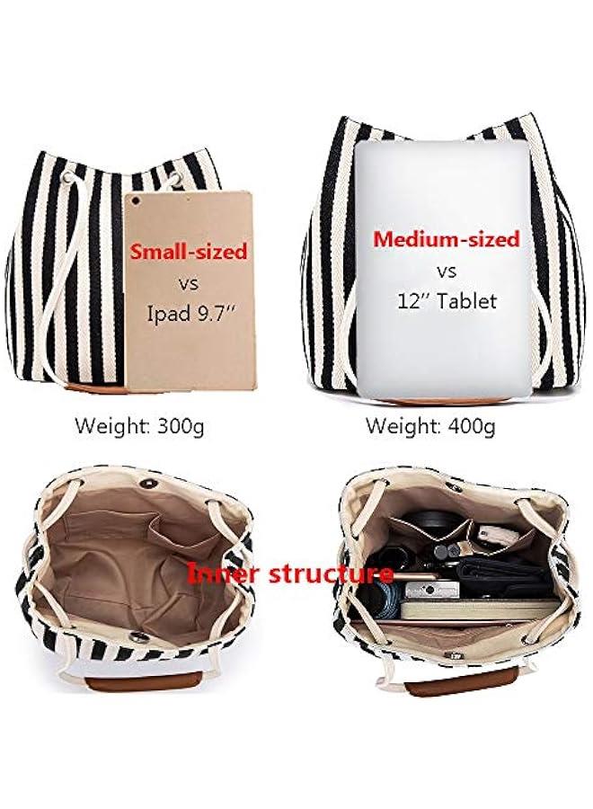 Arabest Women's Canvas Tote Bags Small Medium Shoulder Bag Daily Working Handbag for Holiday Travel Pool - Image 3