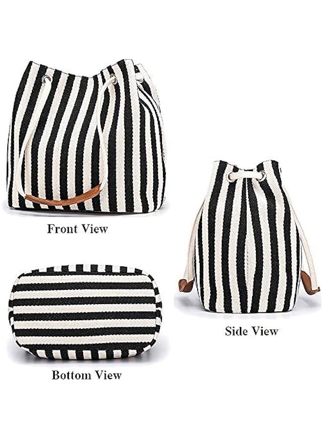 Arabest Women's Canvas Tote Bags Small Medium Shoulder Bag Daily Working Handbag for Holiday Travel Pool - Image 5