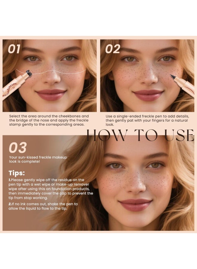 كيلا قلم تحديد النمش 2 في 1 مزدوج الأطراف باللون البني الفاتح، مقاوم للماء وسريع الجفاف، نقطة ناعمة للنمش الصناعي، قلم تحديد النمش الصناعي طويل الأمد يشبه الحياة الطبيعية لتزيين الوجه من Sunkissed Makeup - Image 4