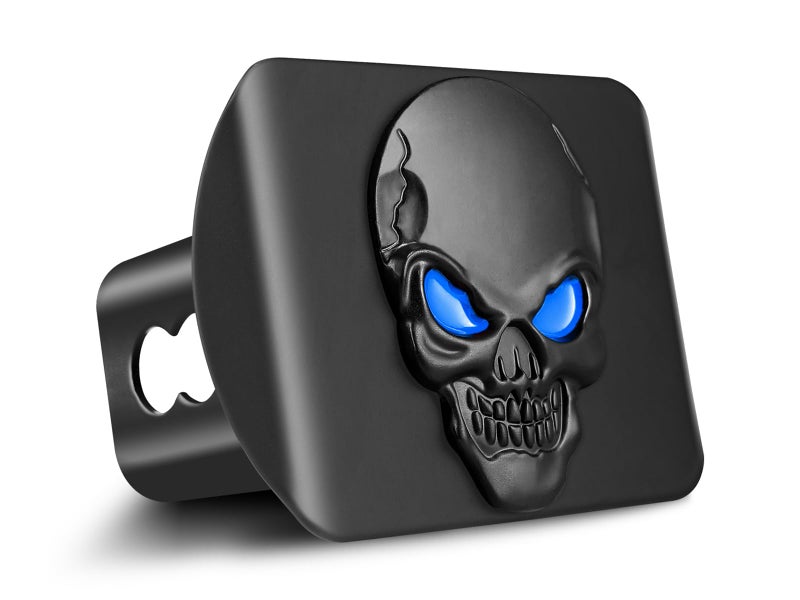 OGYE Metal Skull 3D Emblem Hitch Cover Fits 2" Receivers(with 5/8" Pin Dia Anti-Theft Trailer Hitch Lock,Blue Eye) - Image 2
