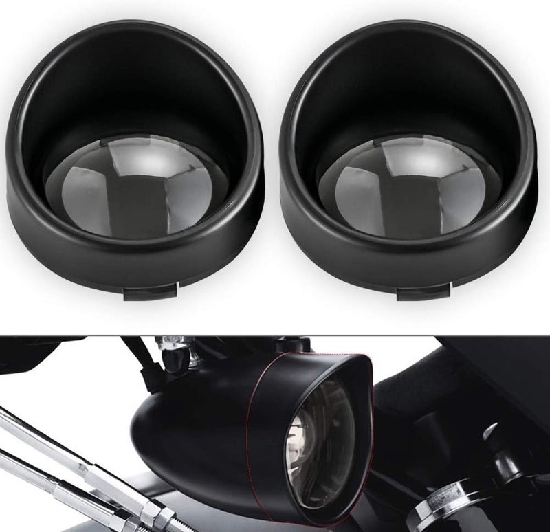 NATGIC Motorcycle Turn Signal Bezels Lens Cover - Black Cover & Smoke Lens (2 Pcs) - Image 1