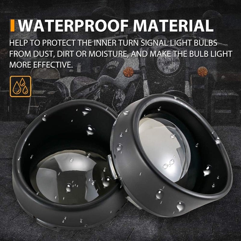 NATGIC Motorcycle Turn Signal Bezels Lens Cover - Black Cover & Smoke Lens (2 Pcs) - Image 3