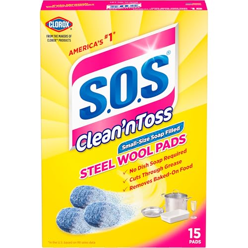 S.O.S Clean ‘n Toss Steel Wool Soap Pads, 15 Count, Pack of 6 - Image 5