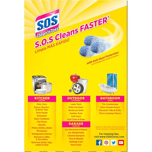 S.O.S Clean ‘n Toss Steel Wool Soap Pads, 15 Count, Pack of 6 - Image 4