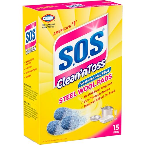 S.O.S Clean ‘n Toss Steel Wool Soap Pads, 15 Count, Pack of 6 - Image 3