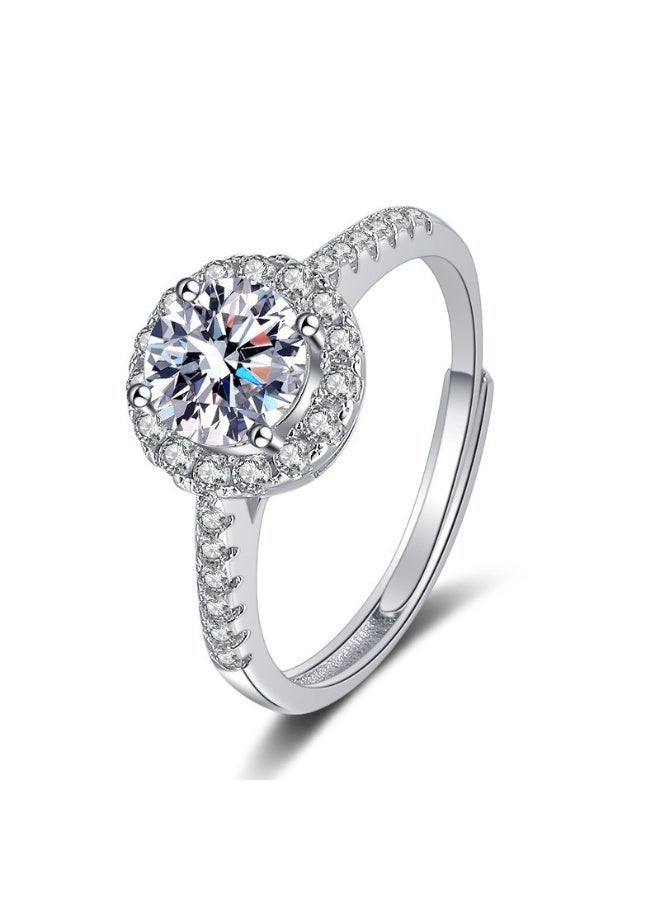 Moissanite Adjustable Engagement Ring, Promise Eternity Ring for Women,Wedding Rings,Jewelry Gift,Friendship Promise Fashion Jewelry Valentine Gifts for Women（Adjustable opening） - Image 1