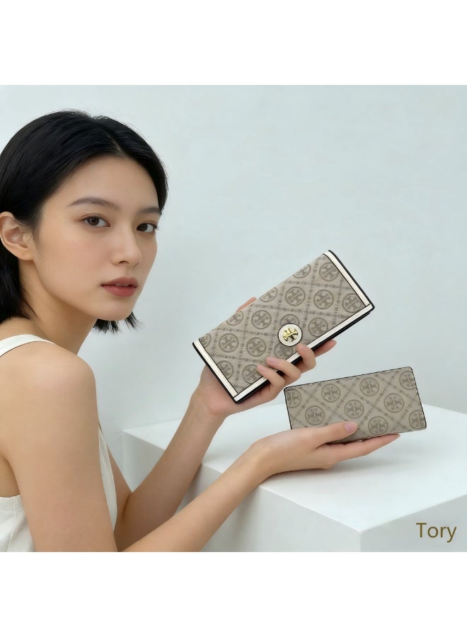 Tory Women's long wallet, elegant women's clutch, multi-card holder, classic pattern and logo - Image 3