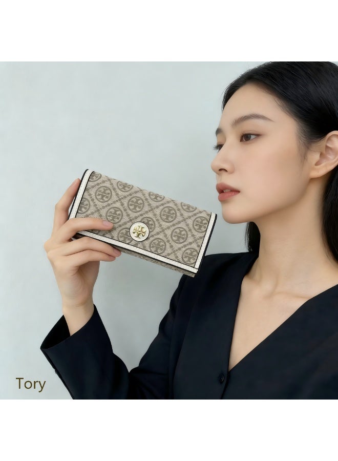Tory Women's long wallet, elegant women's clutch, multi-card holder, classic pattern and logo - Image 2