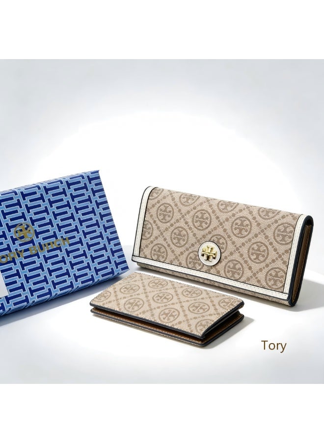 Tory Women's long wallet, elegant women's clutch, multi-card holder, classic pattern and logo - Image 1