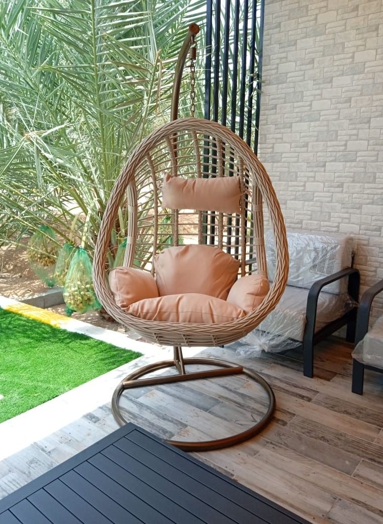 Swin Furniture Swin Single-seater Aluminum Outdoor Swing Chair for Garden Beige - Image 1