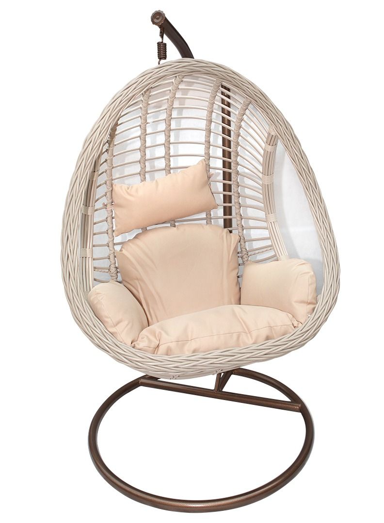 Swin Furniture Swin Single-seater Aluminum Outdoor Swing Chair for Garden Beige - Image 2