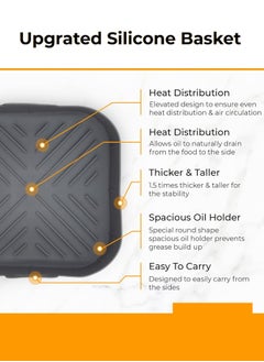 BELLSBERRY 2pcs Silicone Air Fryer Basket Liners  Reusable Square Pots for Safe and Convenient Cooking  - Image 2