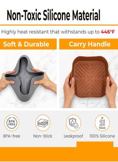 BELLSBERRY 2pcs Silicone Air Fryer Basket Liners  Reusable Square Pots for Safe and Convenient Cooking  - Image 3