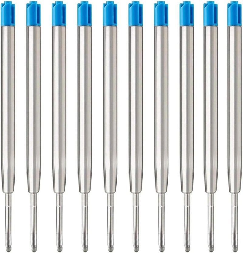 MengRan 3.9'' Ballpoint Ink Pen Refills for Click Pens,1mm Medium Tip,Compatible with Parker Pen Refill,Pack of 10 (Blue Ink) - Image 1