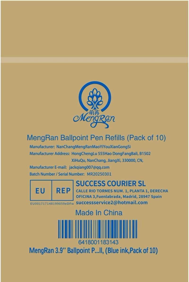 MengRan 3.9'' Ballpoint Ink Pen Refills for Click Pens,1mm Medium Tip,Compatible with Parker Pen Refill,Pack of 10 (Blue Ink) - Image 4