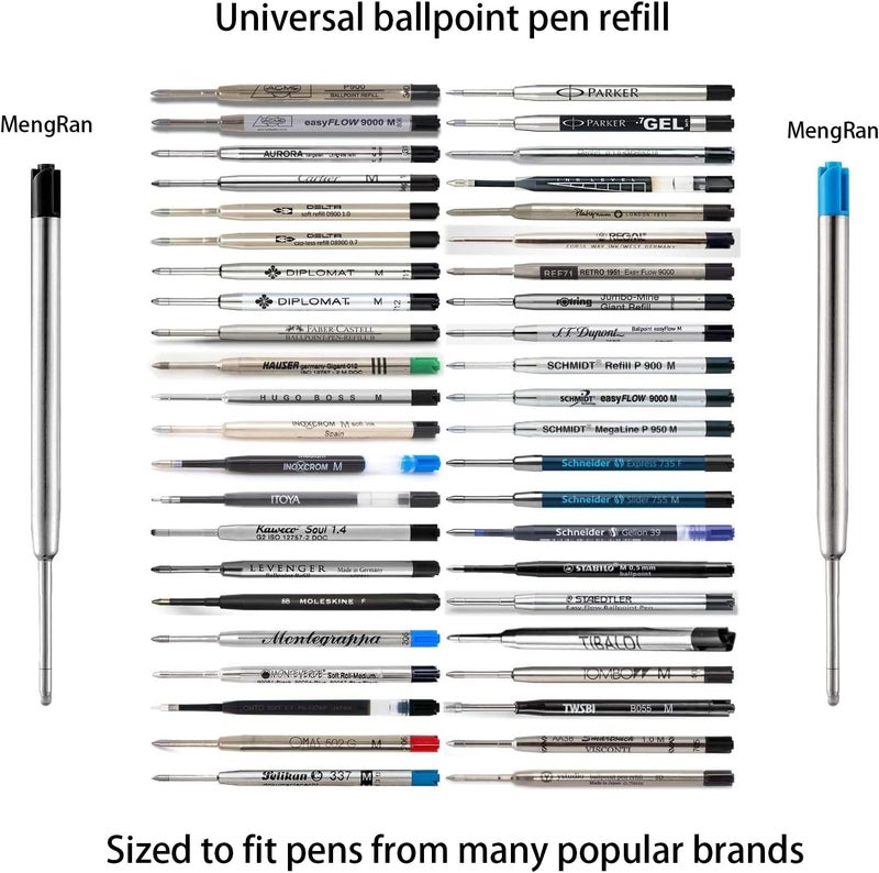 MengRan 3.9'' Ballpoint Ink Pen Refills for Click Pens,1mm Medium Tip,Compatible with Parker Pen Refill,Pack of 10 (Blue Ink) - Image 2