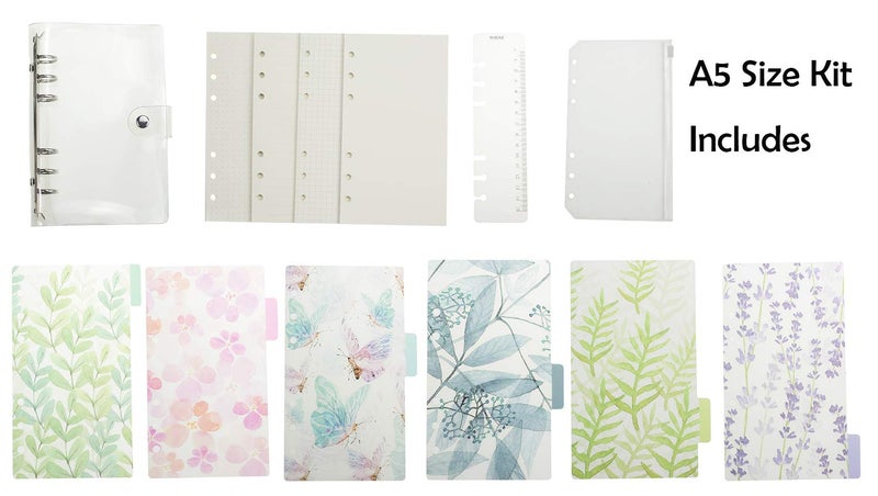 Chris.W A5 6-Ring Loose Leaf Binder Journal from Chris.W, w/ 80 Insert Pages(Dot Grid/Square Grid/Ruled/Blank) + 6 Index Divider Tabs + 1 Clear Page Maker + 1 Ziplock Pouch Included, Refillable - Image 2