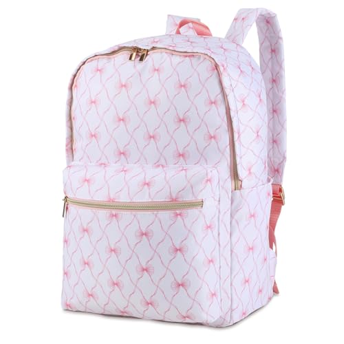 Cosblank Coquette Pink Bow Backpack Preppy Kawaii Backpack Cute Medium Size Laptop Bag for Women Waterproof Travel Kawaii Daypack - Image 1