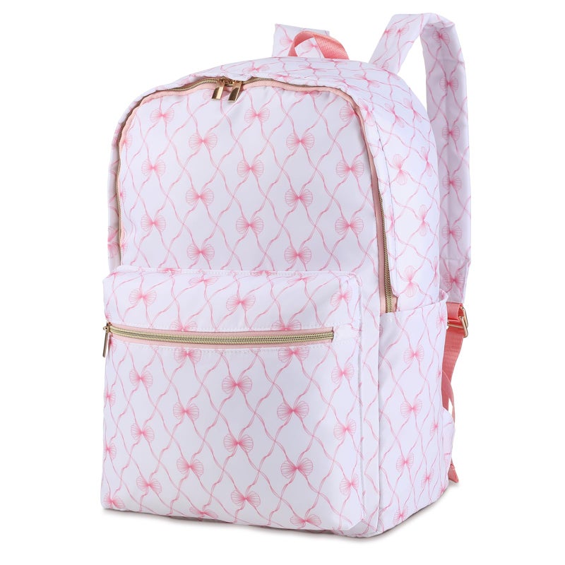 Cosblank Coquette Pink Bow Backpack Preppy Kawaii Backpack Cute Medium Size Laptop Bag for Women Waterproof Travel Kawaii Daypack - Image 2